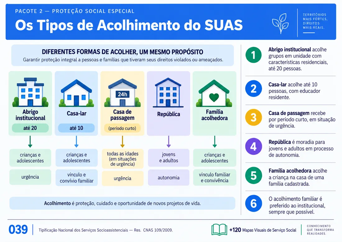 Mapa 039: Os Tipos de Acolhimento do SUAS
