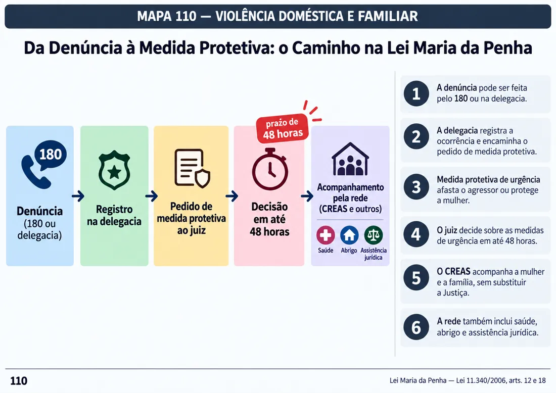 Mapa 110: Da Denúncia à Medida Protetiva: o Caminho na Lei Maria da Penha